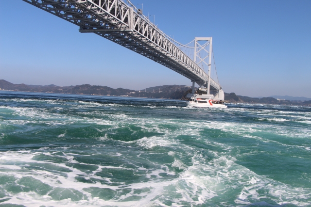 徳島の鳴門大橋と渦潮