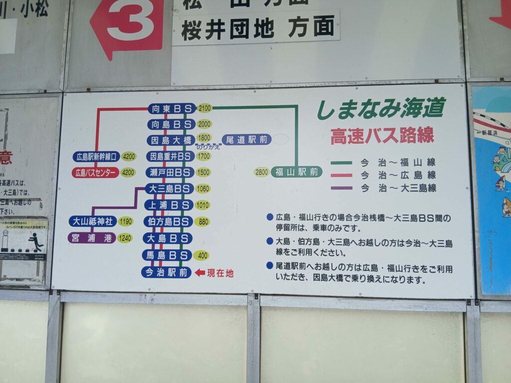 しまなみライナー路線図